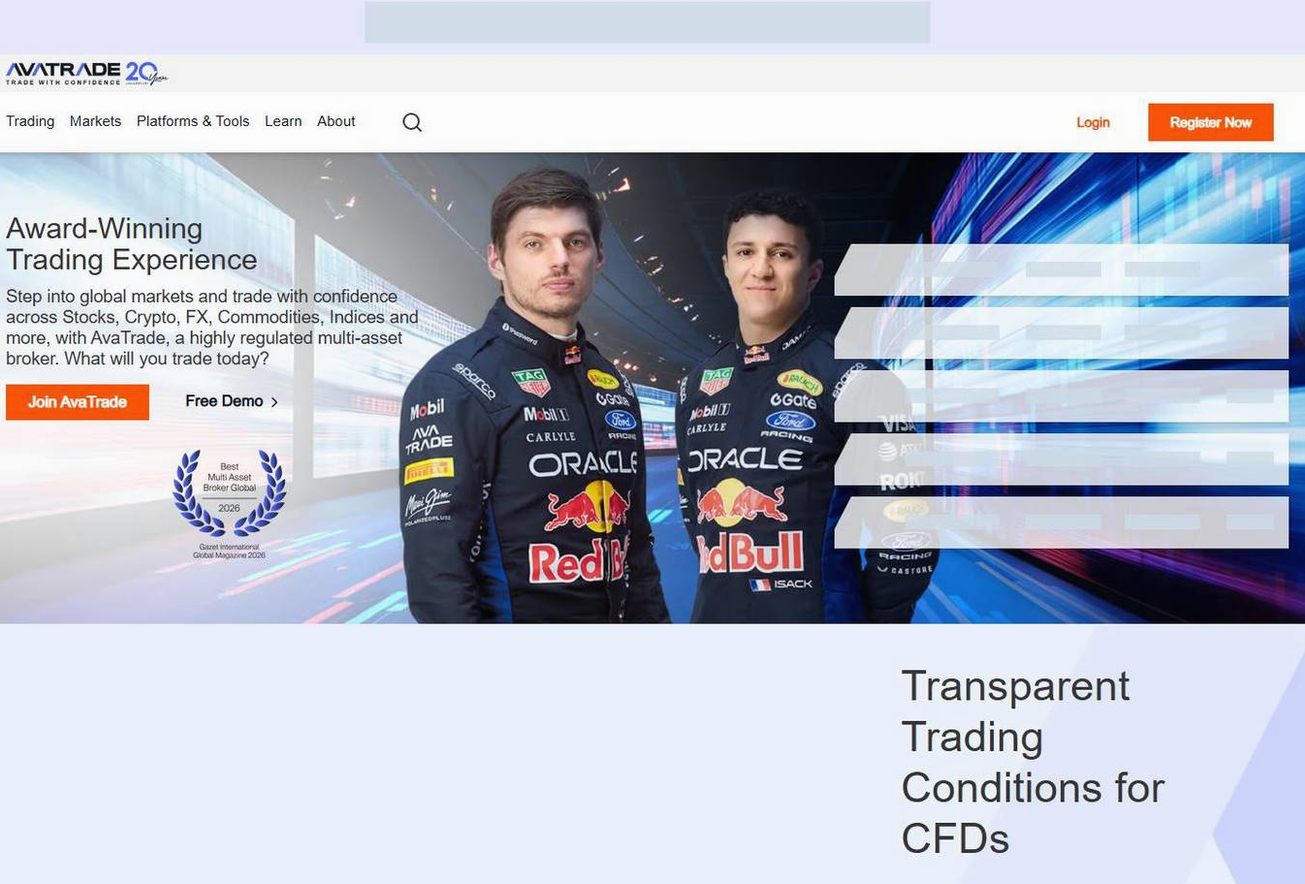 Screenshot of the AvaTrade website