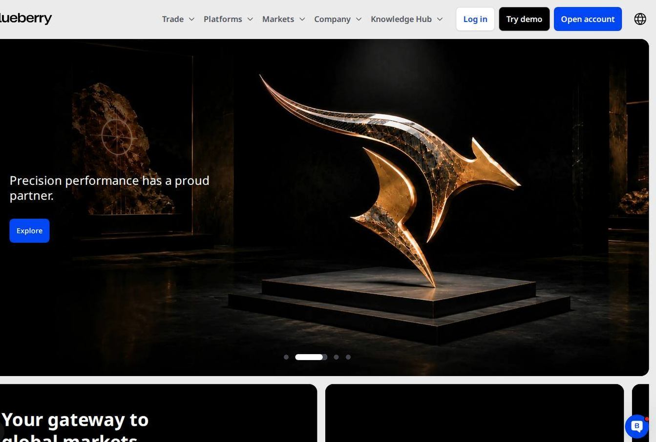 Screenshot of the Blueberry Markets website