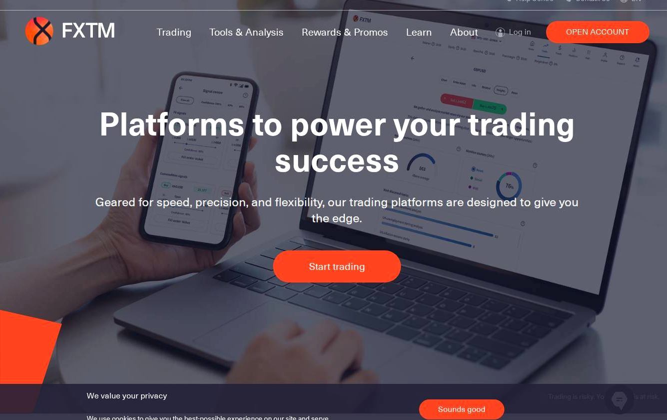 The platform page on the FXTM website
