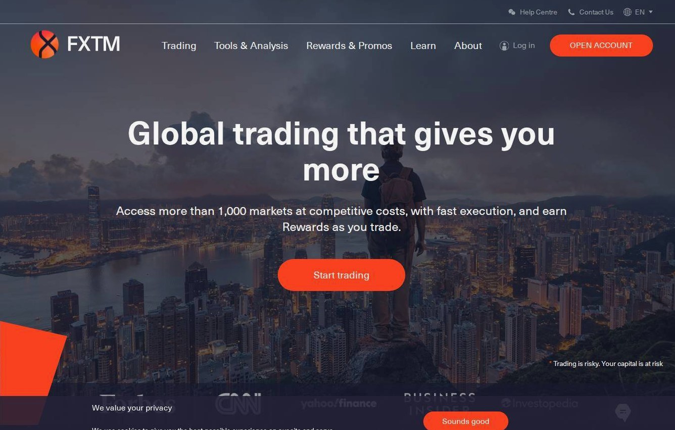 Screenshot of the FXTM website