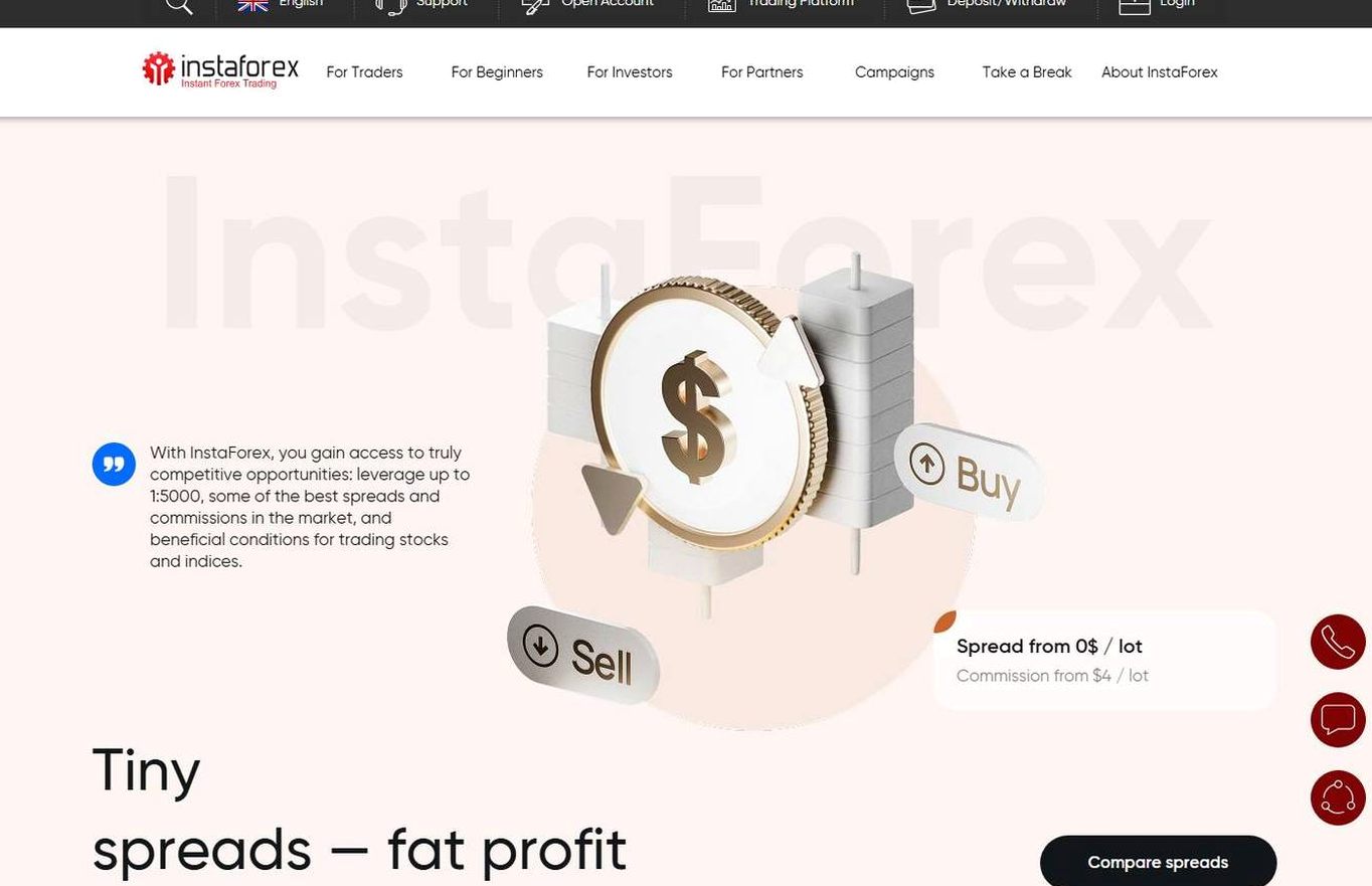 Screenshot of the InstaForex website
