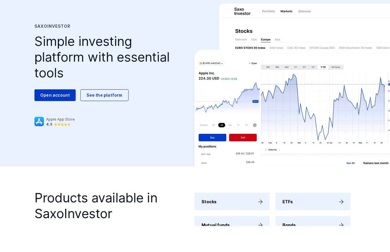 The platform page on the Saxo Bank website