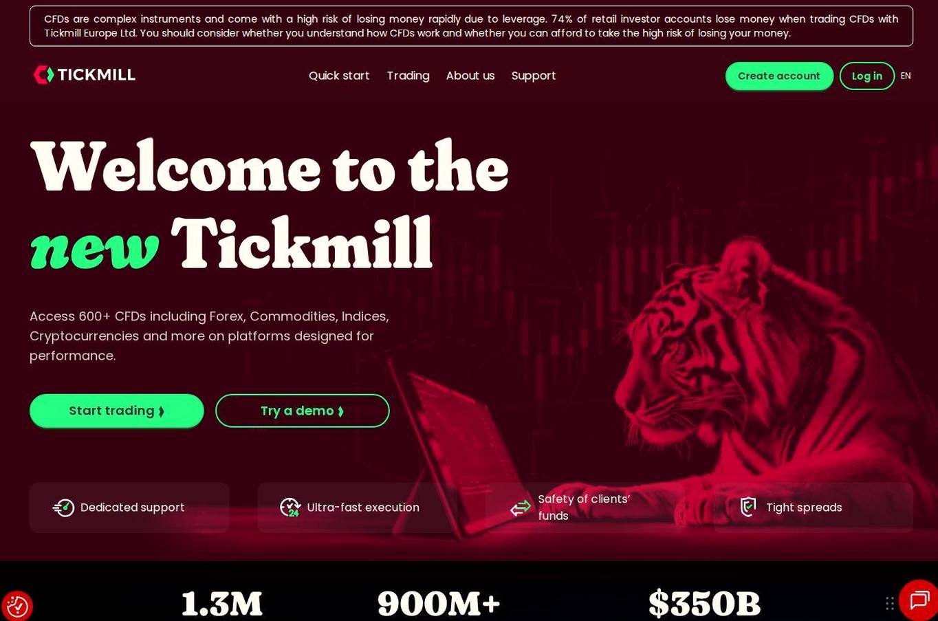 The platform page on the Tickmill website