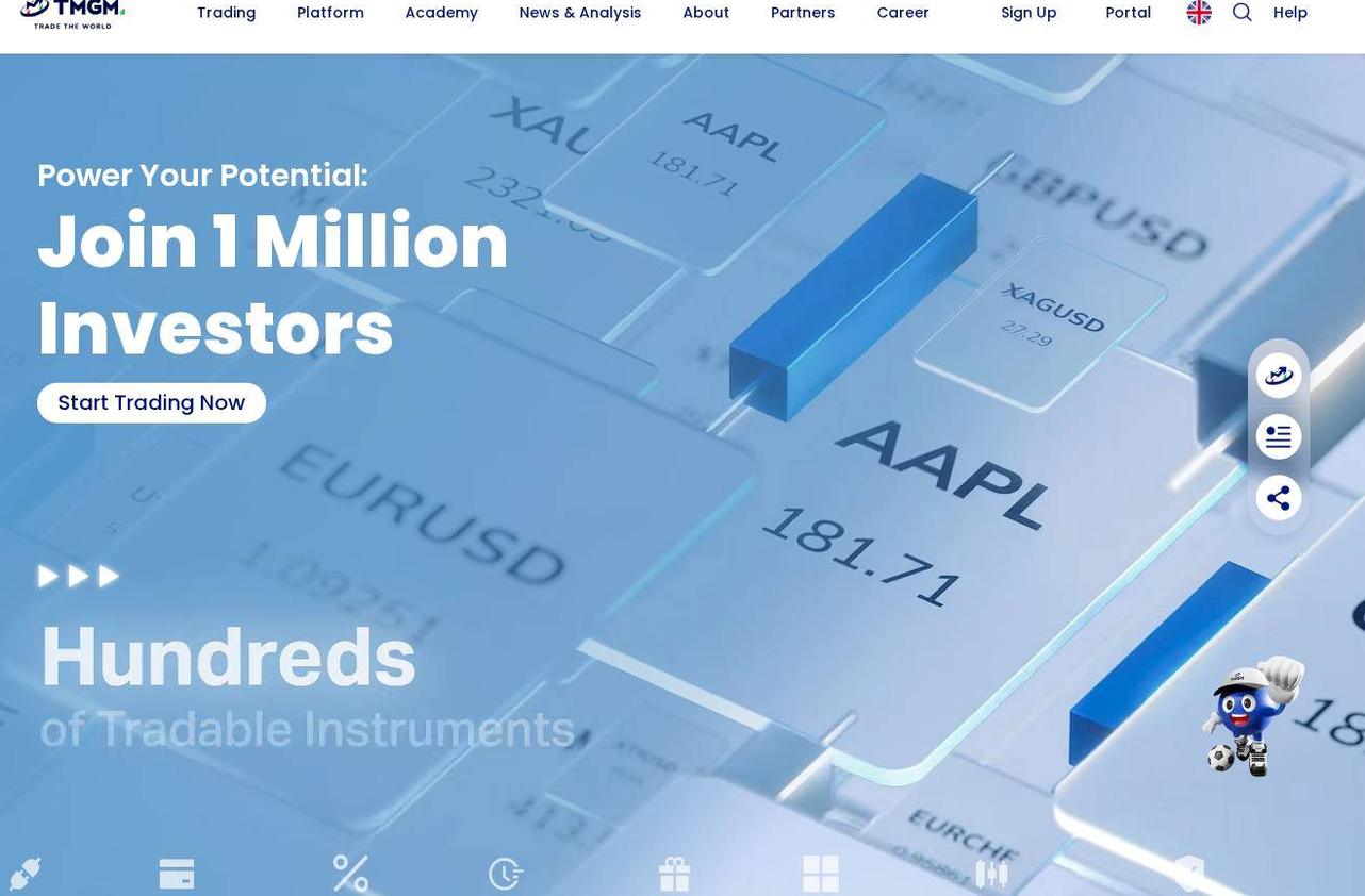 Screenshot of the TMGM website